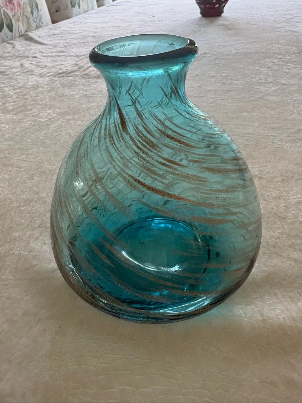 Handblown Teal Glass Vase - Home Accents